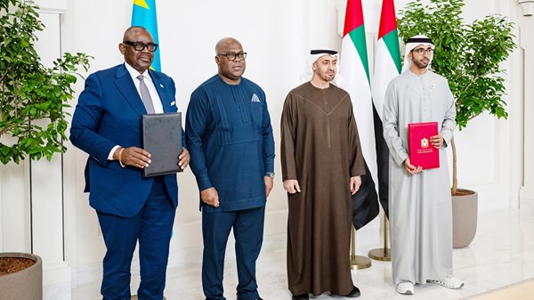 UAE President and Democratic Republic of Congo President witness signing of comprehensive economic partnership agreement between two nations.